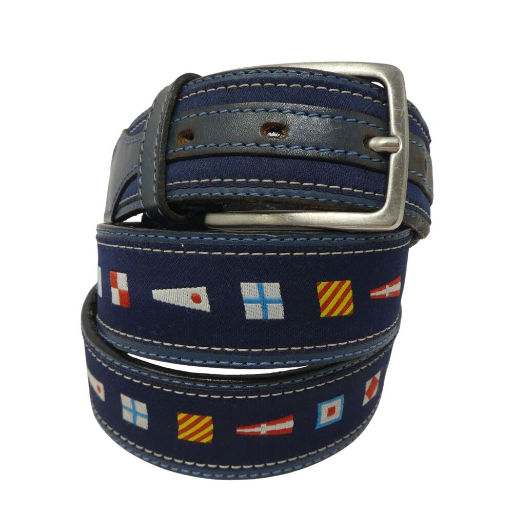 Valentino VIP Blue Nautical Code Flag Belt Mens 42‎